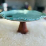 Wood Pedestal Ceramic Cake Stand